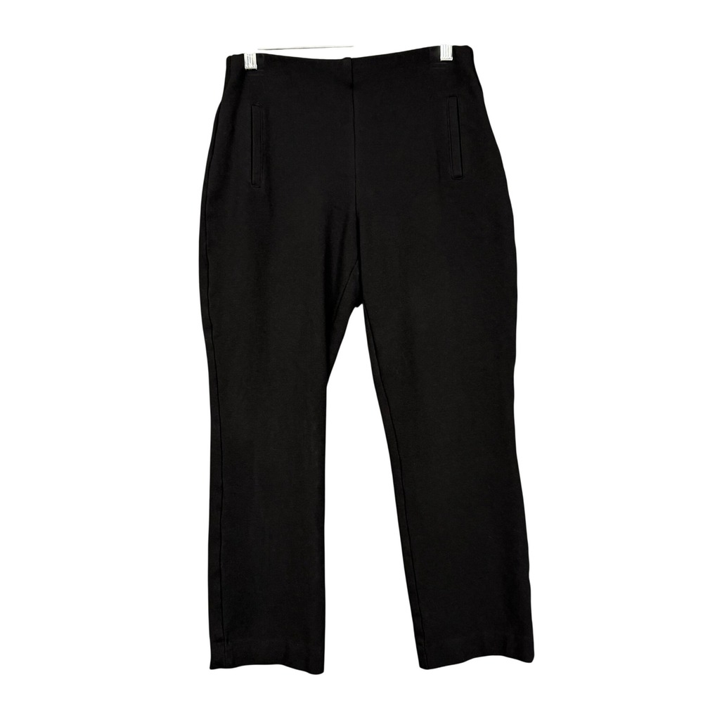 Chicos Pants 1.5 Women 10 Black Pull On Straight Leg Stretch Ponte High Rise